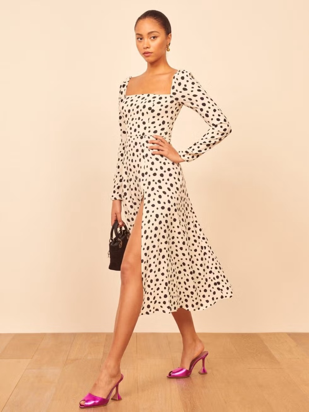 Reformation Sigmund Square-Neck Midi Dress